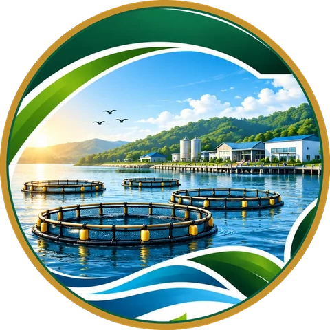 Médaillon ConsiMay : cages flottantes sur le plan d'eau